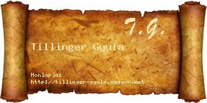 Tillinger Gyula névjegykártya